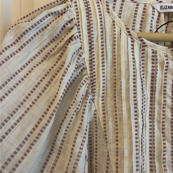 Elizabeth and James Peasant Balloon sleeve Blouse with Subtle Stripes - Picture 8 of 11